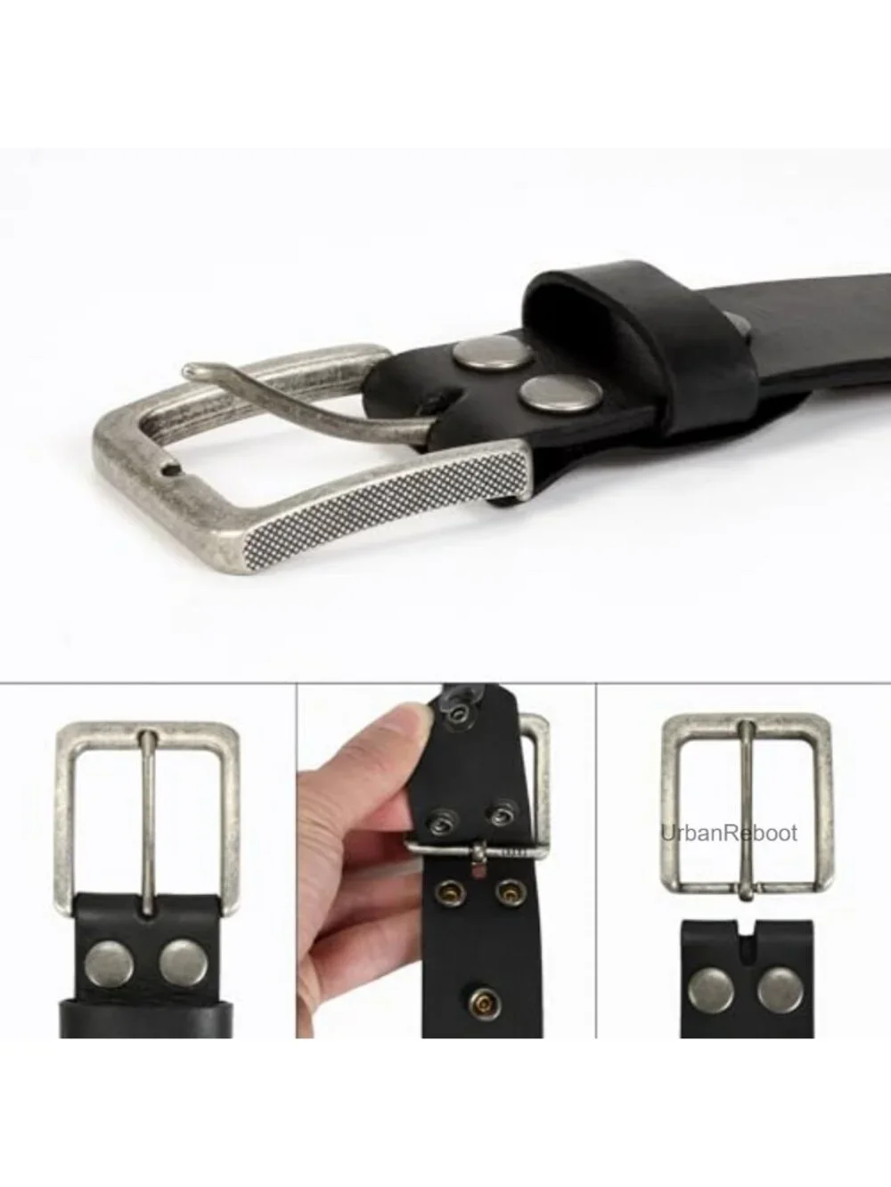 Genuine Leather Belt with Removable Buckle for Men